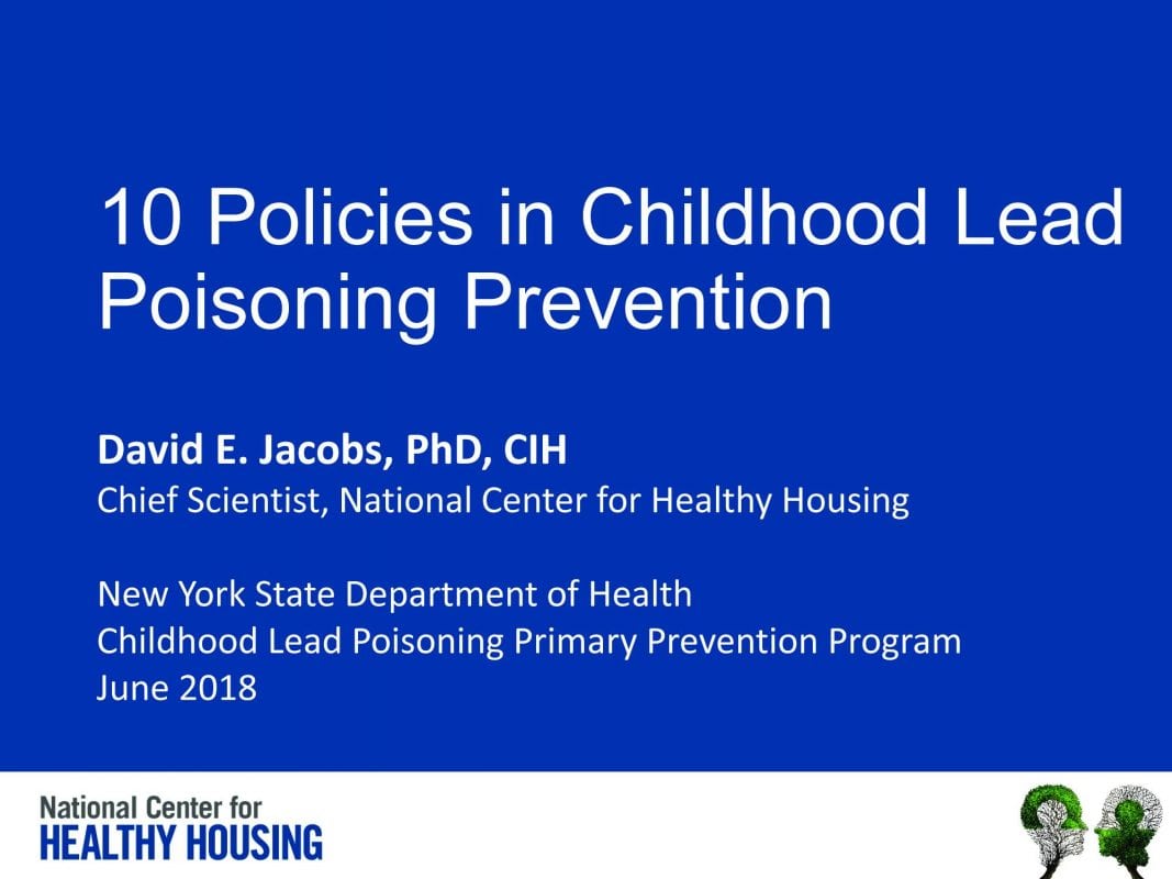 10 Policies in Childhood Lead Poisoning Prevention