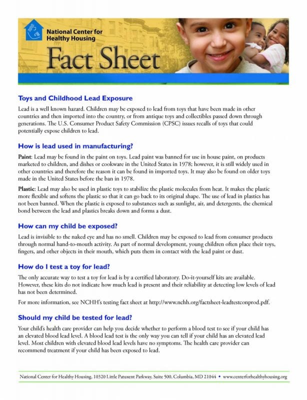 Fact Sheet: Toys and Childhood Lead Exposure