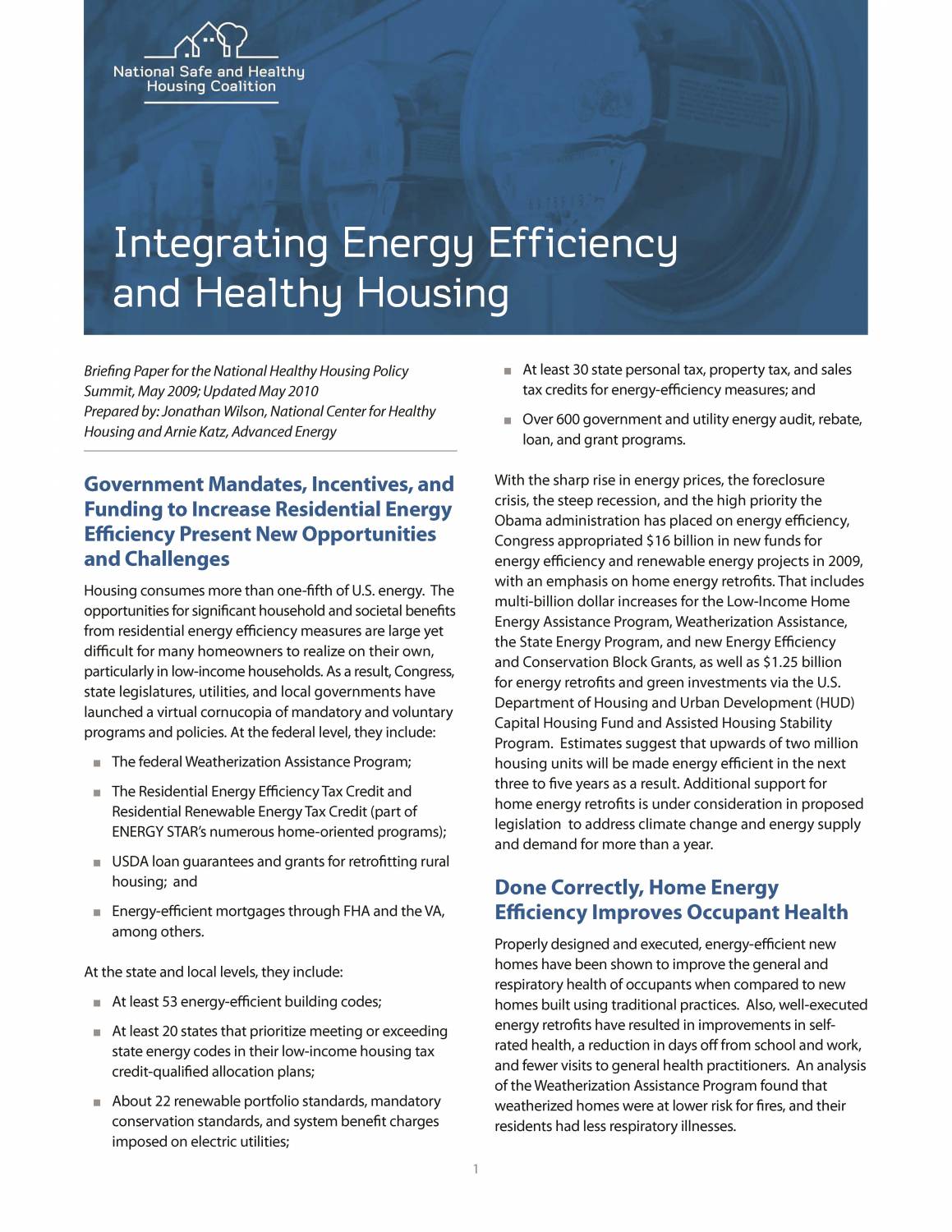 Integrating Energy Efficiency and Healthy Housing