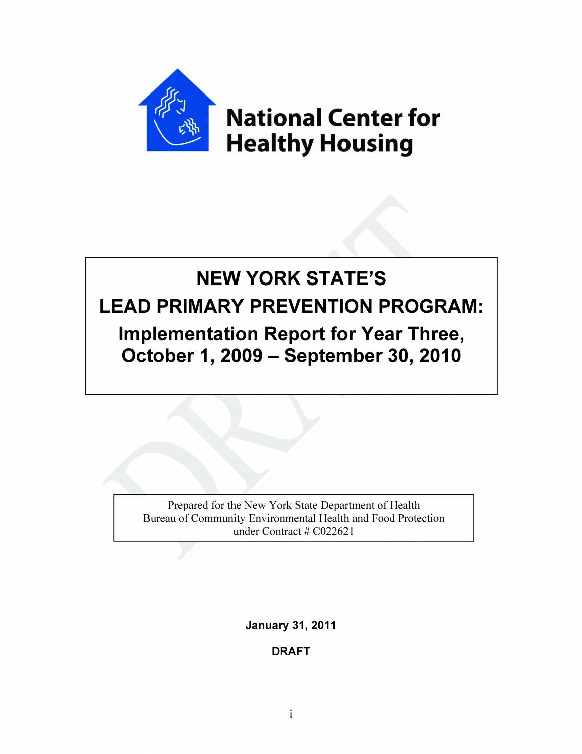 New York State's Lead Primary prevention Program: Implementation Report for Year Three, October 1, 2009 - September 30, 2010