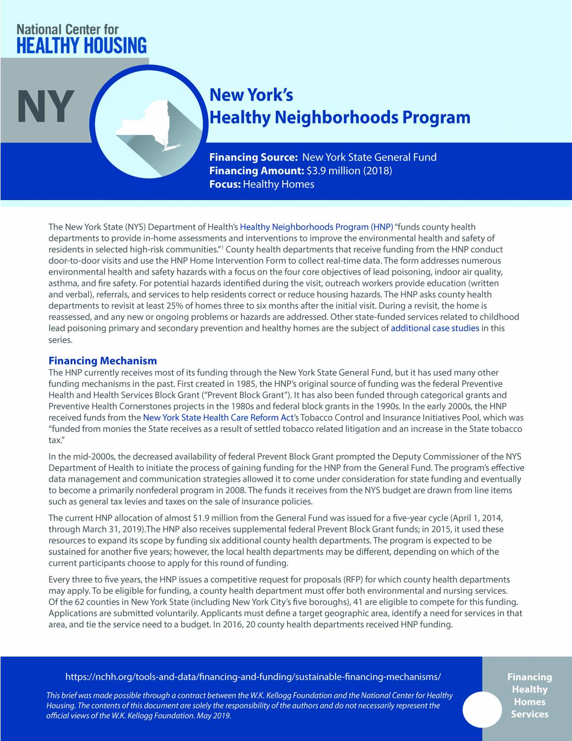 Sustainable Financing Mechanisms – New York's Healthy Neighborhoods Program 