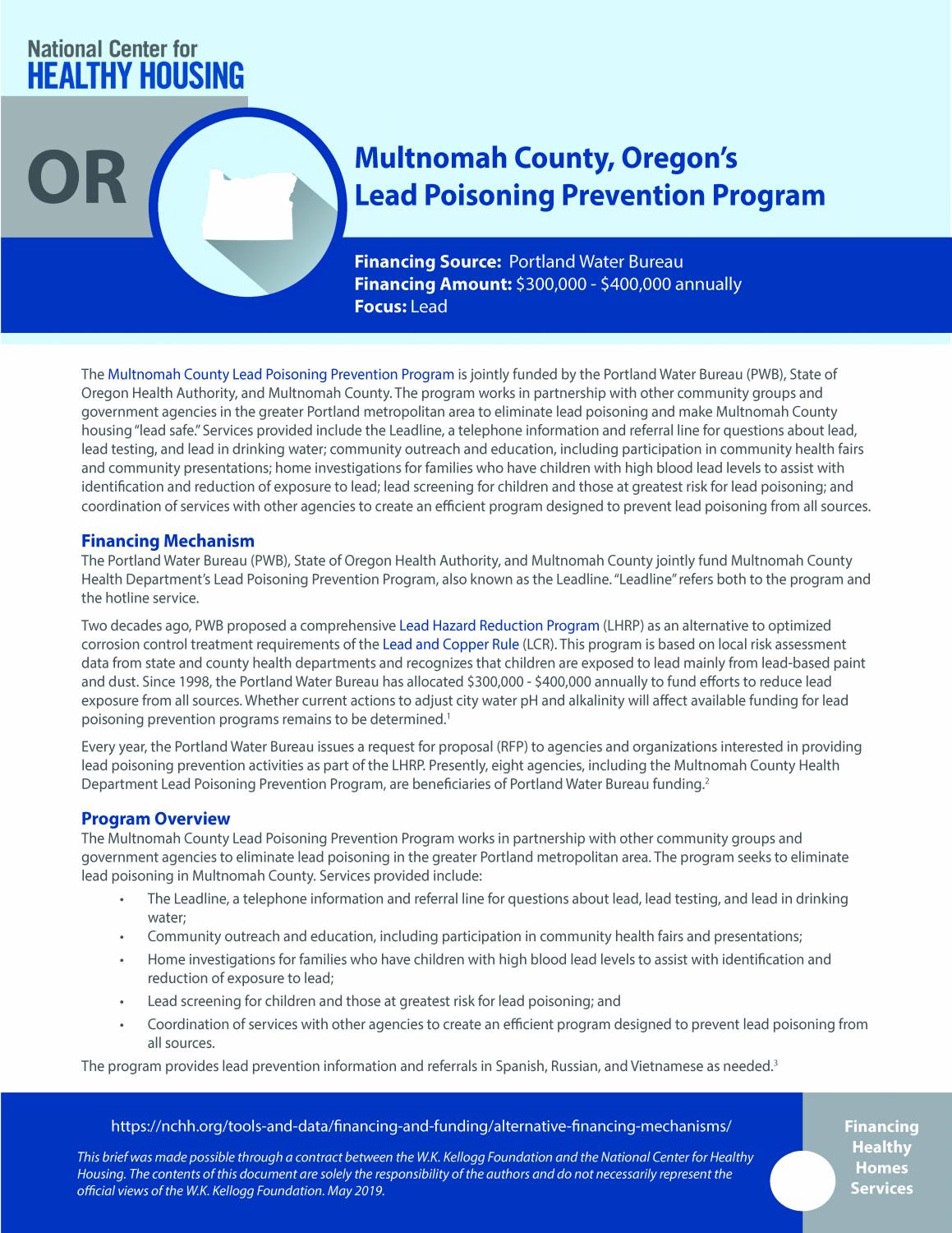 Multnomah County, Oregon’s Lead Poisoning Prevention Program (Leadline)