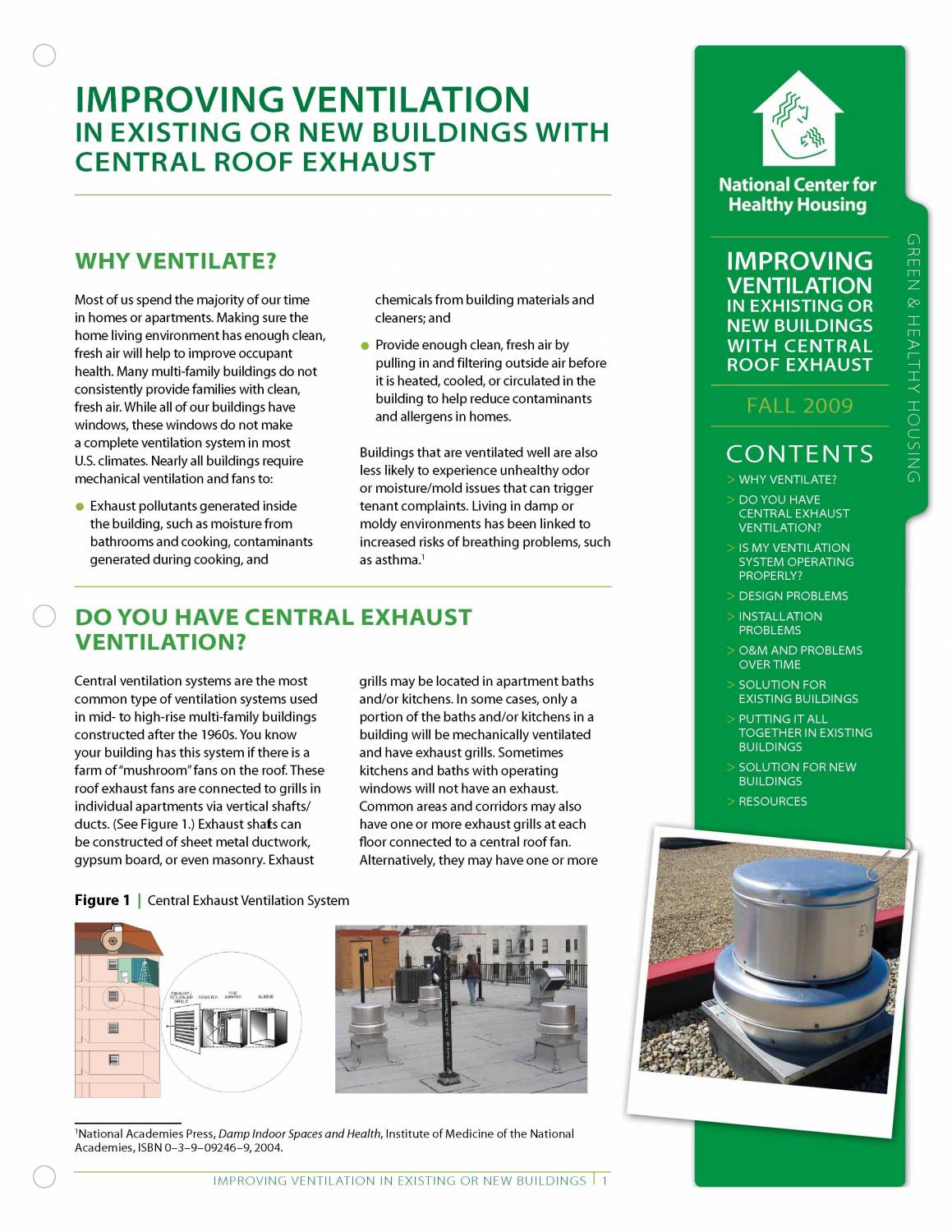 Fact Sheet: Green & Healthy Housing: Improving-Ventilation in Existing or New Buildings with Central Roof Exhaust