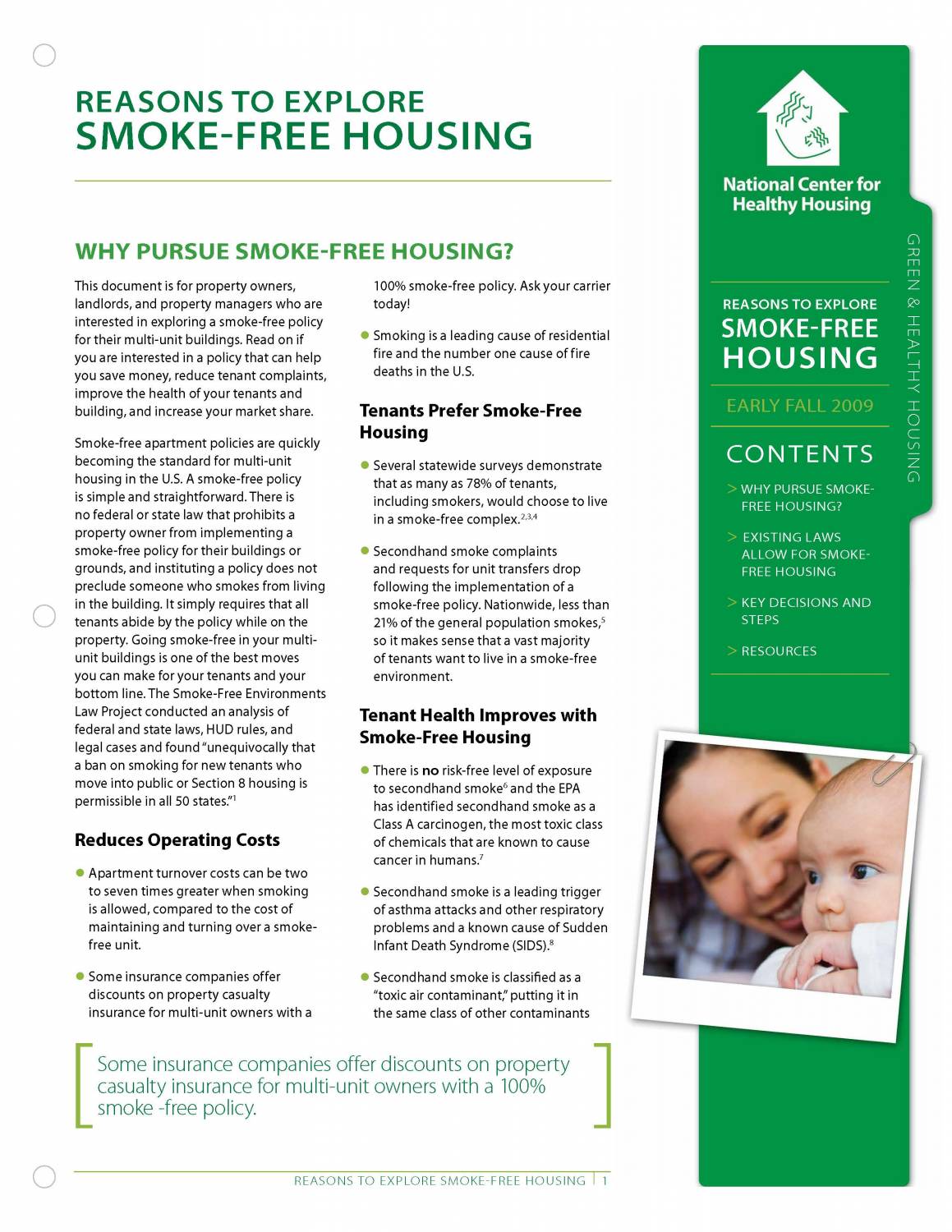 Fact Sheet: Green & Healthy Housing: Reasons to Explore Smoke-free Housing