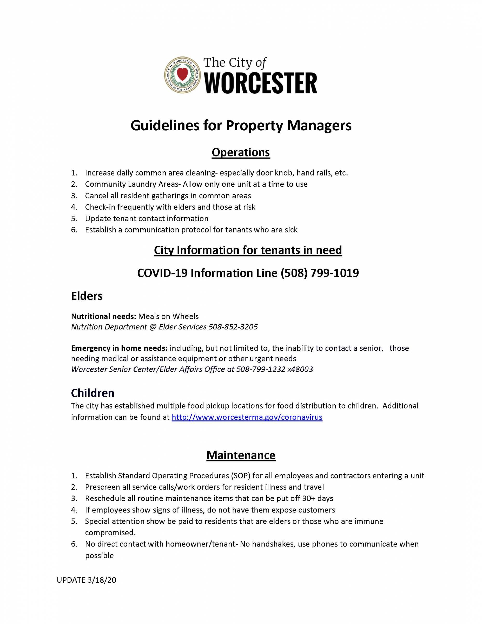 City of Worcester: Guidelines for Property Managers 