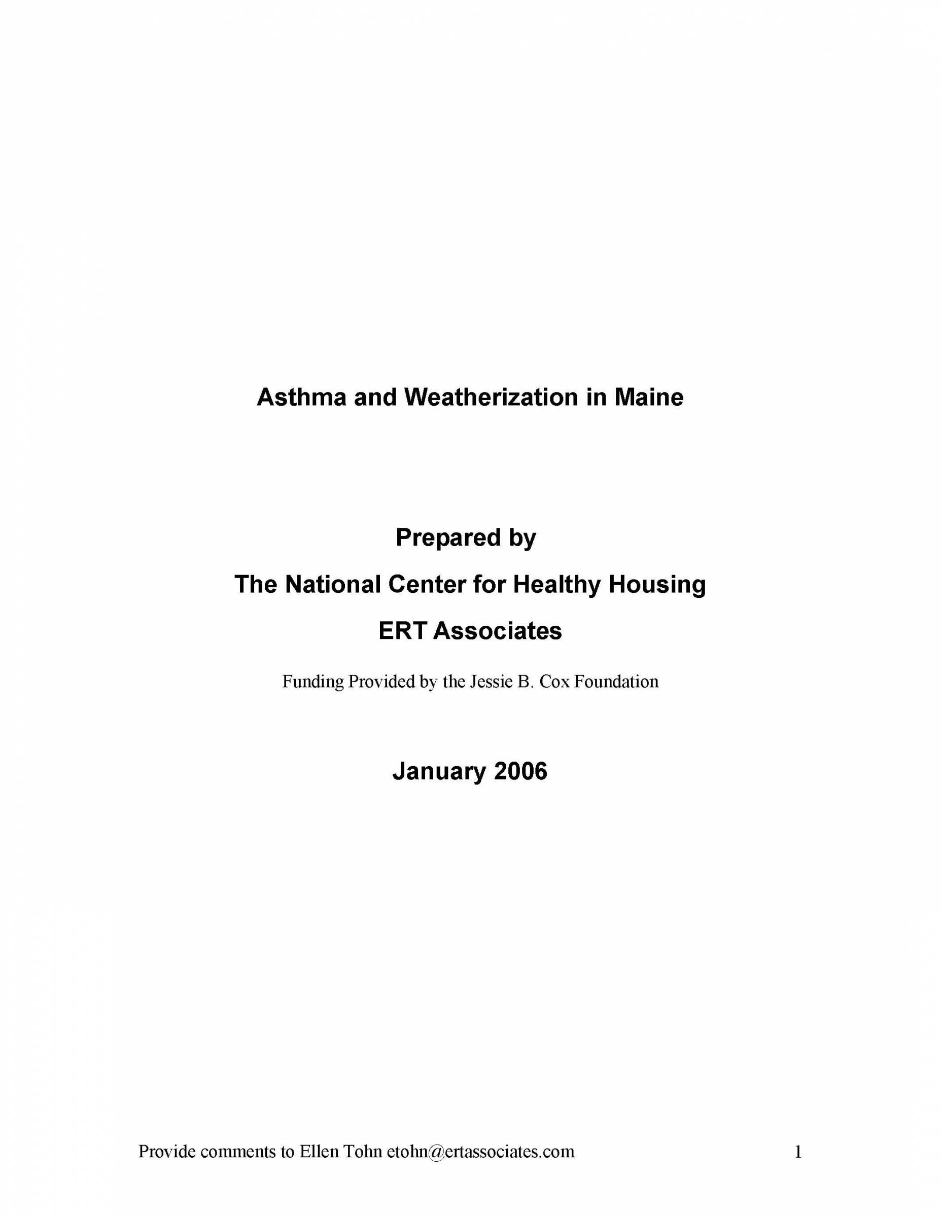 Asthma and Weatherization in Maine