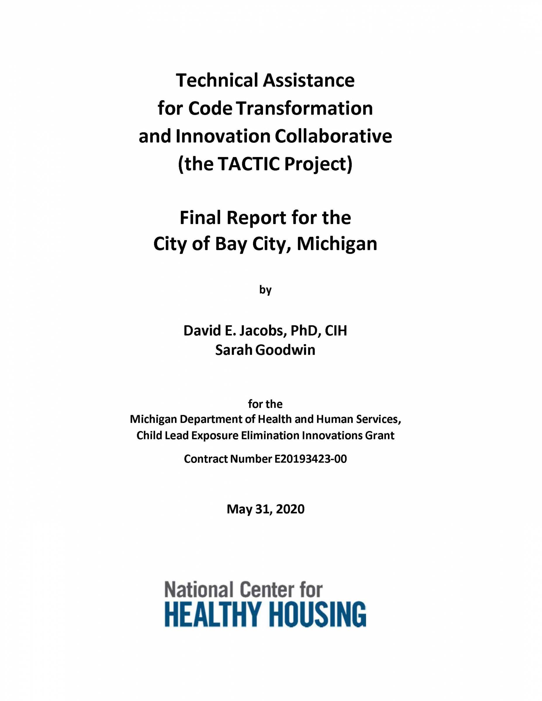 The TACTIC Project - Final Report for the City of Bay City, Michigan