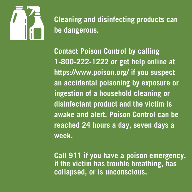 CDC on X: Household cleaners and disinfectants can cause health problems  when not used properly. Follow the instructions on the product label to  ensure safe and effective use. Learn more about cleaning