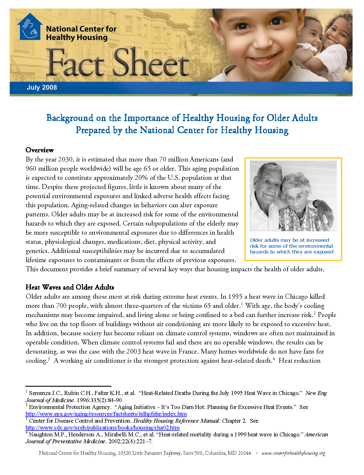 Background on the Importance of Healthy Housing for Older Adults