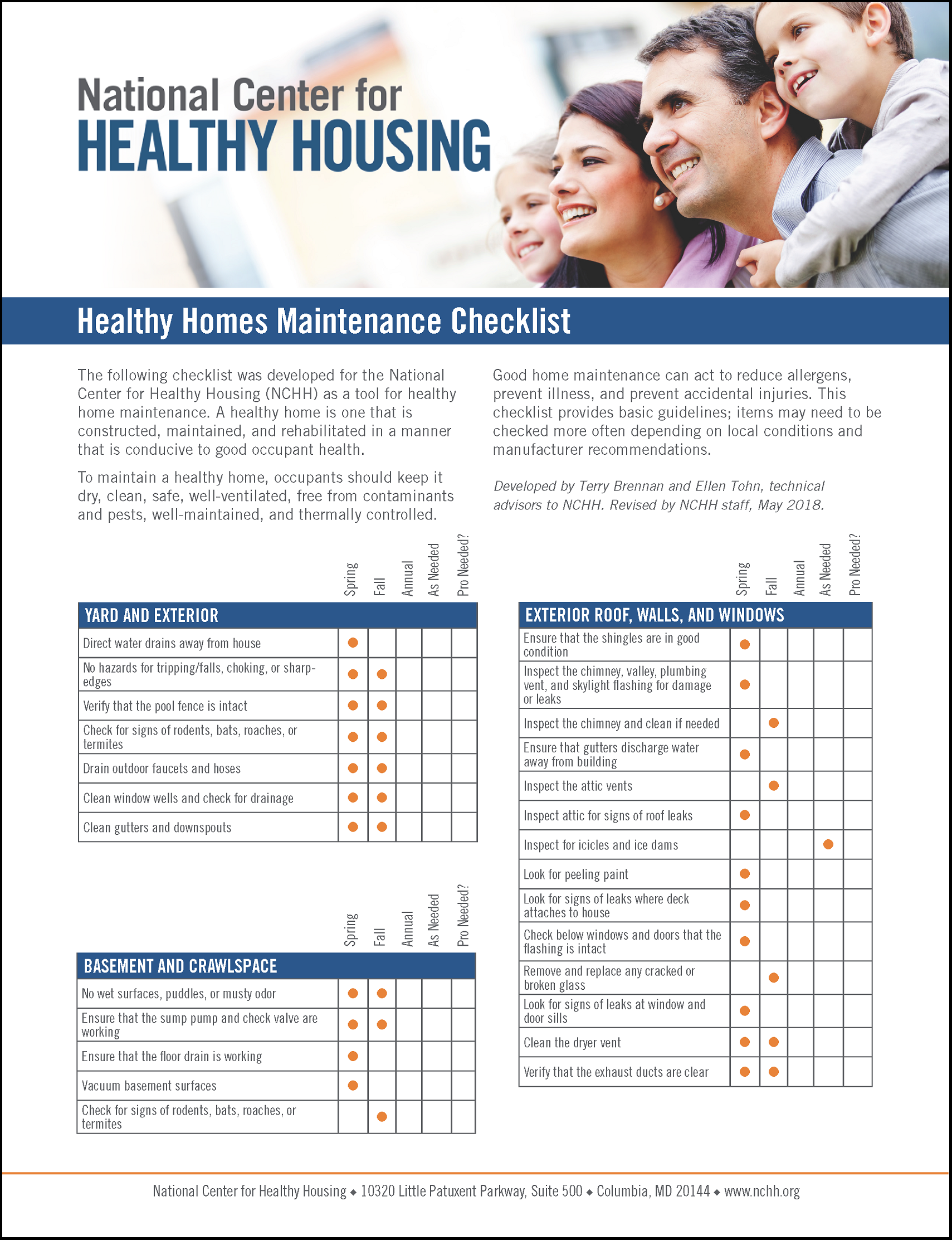 Healthy Homes Maintenance Checklist