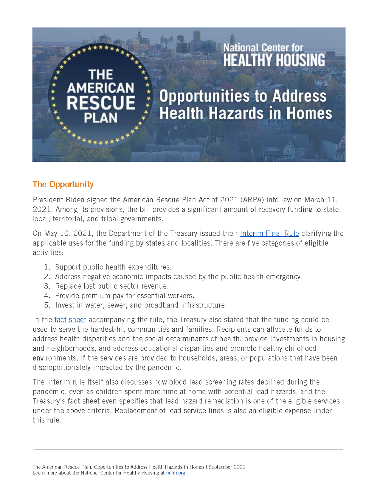 The American Rescue Plan: Opportunities to Address Health Hazards in Homes