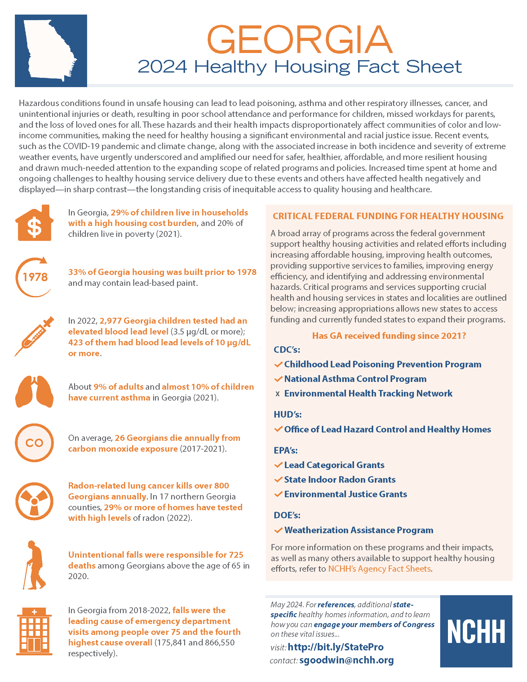 Fact sheet describing the overall environmental health within the state of Georgia.