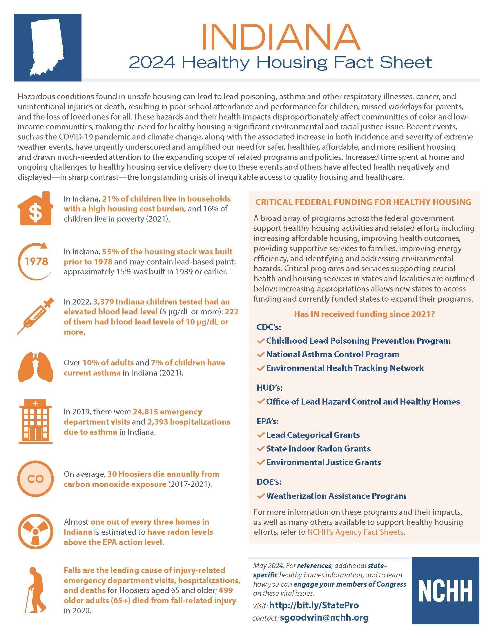 Fact sheet describing the overall environmental health of the state of Indiana.
