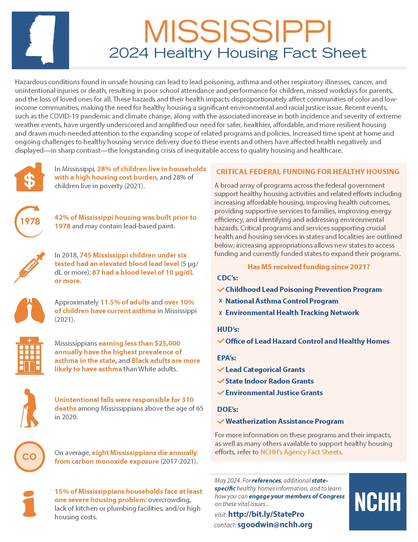Fact sheet describing the overall environmental health of the state of Mississippi.