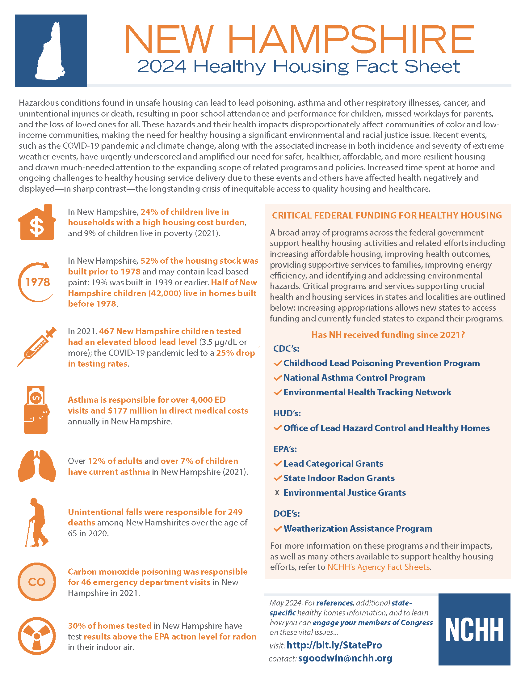 Fact sheet describing the overall environmental health of the state of New Hampshire.