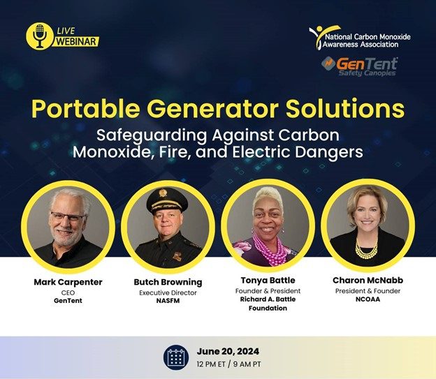 Click here to access the NCOAA's webinar, "Portable Generator Solutions: Safeguarding Against Carbon Monoxide, Fire, and Electric Dangers," with speakers Mark Carpenter, Butch Browning, Tonya Battle, and Charon McNabb. 